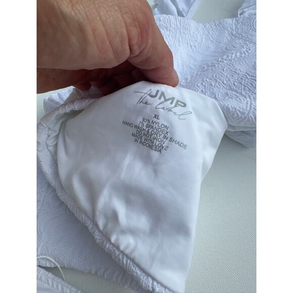 JMP The Label Ruffle Sleeve White Textured Knotted Bridal Bikini Set - XL NWT - Picture 6 of 7